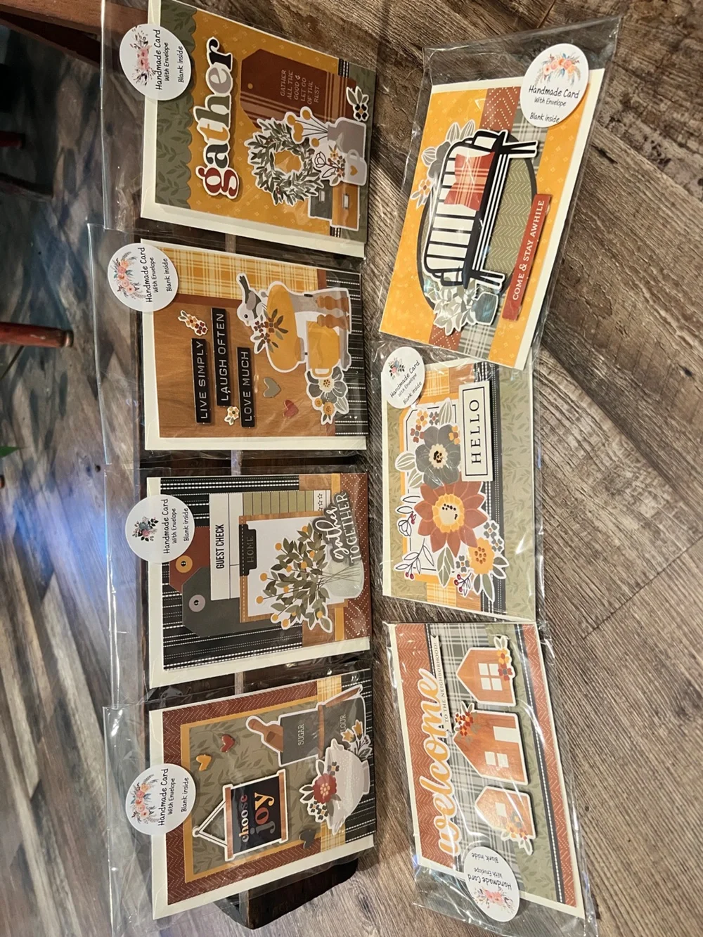 Fall Harvest Assorted Handmade Greeting Cards - Autumn Orange & Brown